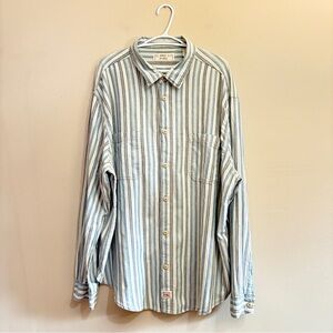 Levi’s Vintage Blue & White Striped Button-Up Shirt Relaxed Fit – Size XXL EUC